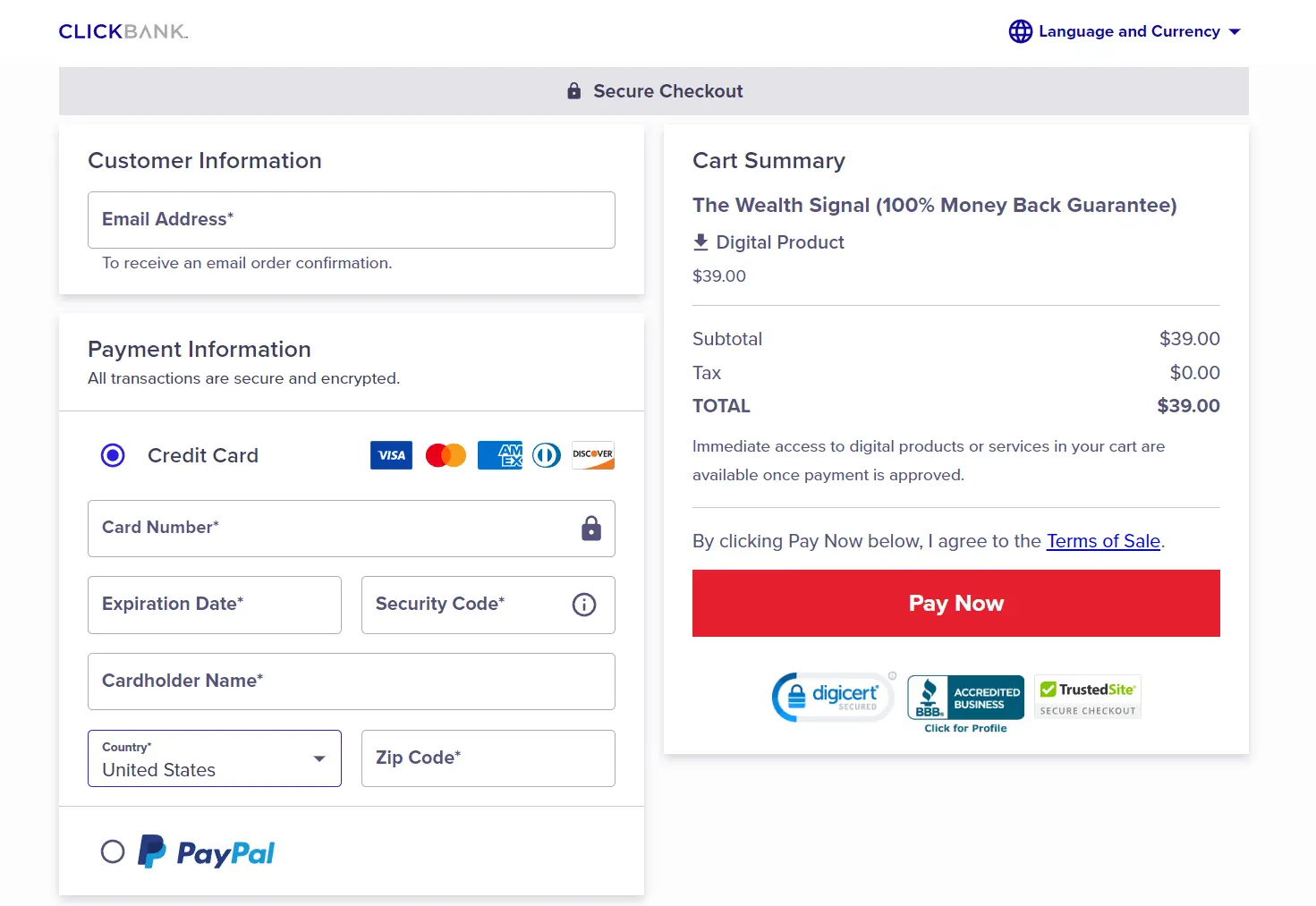 The Wealth Signal Secure Checkout